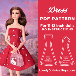 Dress Sewing Pattern For 11-12 inch Dolls like Poppy Parker, Barbie